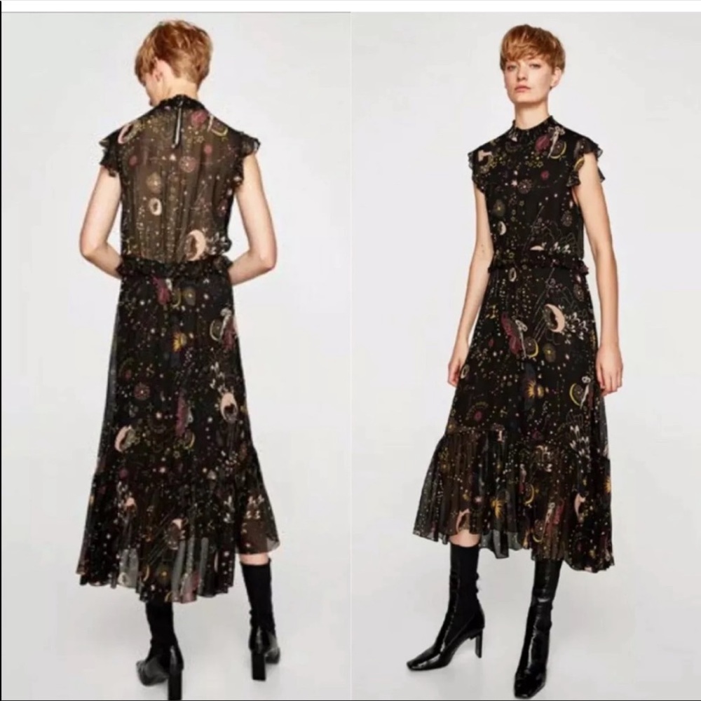 Zara Celestial Constellation Moon and Stars Zodiac Dress Large
